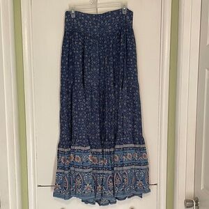 Floral Blue Maxi Skirt